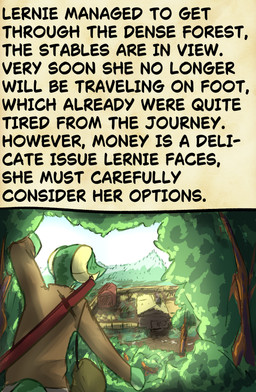 anthro building clothed clothing female horn melee_weapon outside plant scabbard solo sword sword_on_back tail text weapon brradett lernie_(brradett) scalie absurd_res colored digital_media_(artwork) english_description english_text hi_res