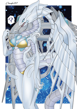 anthro bikini bikini_pull blue_eyes breasts claws clothing clothing_pull female fingers solo swimwear swimwear_pull tail two-piece_swimsuit white_body wings osada konami mythology yu-gi-oh! blue-eyes_abyss_dragon dragon duel_monster mythological_creature mythological_scalie scalie hi_res