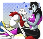 black_lipstick bone duo heart_symbol lipstick machine makeup male not_furry papyton skeleton hasana-chan undertale undertale_(series) mettaton mettaton_ex papyrus_(undertale) android animated_skeleton humanoid robot undead 2016