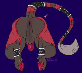 animal_genitalia animal_penis anthro anus black_body black_fur butt canine_genitalia canine_penis cloven_hooves erection fur genitals hooves knot knotted_penis male male_anthro nude nude_anthro nude_male penis presenting presenting_hindquarters raised_tail red_body red_fur red_penis simple_background solo tail meldritchhorror mythology asmodeus_(character) canid canid_demon canine demon hellhound mammal mythological_canine mythological_creature 2016
