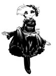 4_arms alternative_fashion anthro clothed clothing crossdressing dress goth gothic_lolita j-fashion lolita_(fashion) male multi_arm multi_limb simple_background white_background enaic31 hazbin_hotel angel_dust arachnid arthropod demon sinner_demon spider absurd_res hi_res monochrome