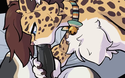 anthro anthro_on_anthro anthro_penetrated anthro_penetrating anthro_penetrating_anthro balls bed_sheet bedding bell bell_collar black_glans black_penis blue_eyes blush bodily_fluids brown_hair chest_tuft collar cum cum_from_mouth cum_from_nose cum_in_mouth cum_in_nose cum_inside cum_on_leg cum_splatter cumshot cumshot_in_mouth deep_throat duo ejaculation erection eyes_closed fellatio femboy first_person_view fur genital_fluids genitals glans hair half-closed_eyes hand_on_neck hand_on_penis humanoid_genitalia humanoid_penis inner_ear_fluff irrumatio licking looking_at_viewer lying_and_blow_position male male/male male_penetrated male_penetrating male_penetrating_male male_pov markings multicolored_body multicolored_fur narrowed_eyes next_to oral oral_penetration orgasm penetration penile penis penis_grab penis_in_mouth penis_lick sex spots spotted_body spotted_fur tongue tongue_on_penis tongue_out tongue_out_fellatio tuft twisted_sex caffeinatedzeph rawaf felid feline mammal serval 2d_animation animated frame_by_frame no_sound short_playtime webm