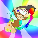 brush mask open_mouth paint paintbrush rainbow rainbow_paint solo argon_vile puyo_puyo puyo_puyo_quest sega sir_wilde canid canine canis domestic_dog mammal 1:1 absurd_res hi_res