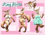 anthro beverage butt butt_heart clothing coffee dress female heart_on_butt looking_at_viewer overweight overweight_anthro overweight_female purse solo sundress coypowers amy_write_(character) canid canine fennec_fox fox mammal true_fox digital_media_(artwork) digital_painting_(artwork) model_sheet pillarbox