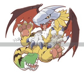 armor chibi claws feet feral headgear helmet living_tail pawpads solo tail talons toes unusual_anatomy unusual_tail wings yellow_eyes 9999_td bandai_namco digimon chimera digimon_(species) hippogryphmon hi_res