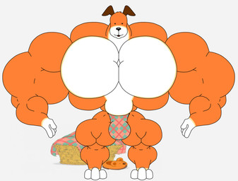 3_toes 4_fingers anthro barefoot basket bed bedding belly biceps big_muscles big_pecs biped black_eyes black_nose blanket brown_ears bulge clothed clothing collarbone container feet fingers floppy_ears footwear front_view fur furniture gloves_(marking) half-closed_eyes head_tuft huge_muscles huge_pecs huge_thighs hyper hyper_biceps hyper_muscles hyper_pecs hyper_thighs leg_markings looking_at_viewer male markings multicolored_body multicolored_fur muscular muscular_anthro muscular_male narrowed_eyes open_mouth orange_body orange_fur paws pecs plaid plaid_blanket plaid_speedo pose ribs shoes simple_background slippers small_hands small_head smile smiling_at_viewer socks_(marking) solo speedo speedo_only standing swimwear thick_arms thick_calves thick_neck thick_thighs toes top_heavy topless topless_anthro topless_male trapezius tuft two_tone_body two_tone_fur vein veiny_muscles white_background white_belly white_body white_chest white_feet white_fur white_hands wide_hips wish-granter kipper_the_dog kipper_(kipper_the_dog) canid canine canis domestic_dog mammal 2023 colored digital_drawing_(artwork) digital_media_(artwork) flat_colors hi_res pinup