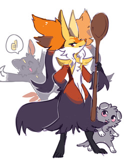 ambiguous_gender anthro biped chest_gem closed_smile cutlery eyes_closed forehead_gem fur gem gesture grey_body grey_fur group hand_gesture holding_spoon inner_ear_fluff kitchen_utensils mouth_closed open_mouth open_smile paws simple_background smile spoon standing tail thumbs_up tools trio tuft white_background yellow_gem flavia-elric nintendo pokemon kuroichi_(flavia-elric) louise_(flavia-elric) yume_(flavia-elric) espurr generation_2_pokemon generation_6_pokemon generation_9_pokemon mega_delphox mega_evolution pokemon_(species) sneasel 2025 hi_res female_(lore) male_(lore)