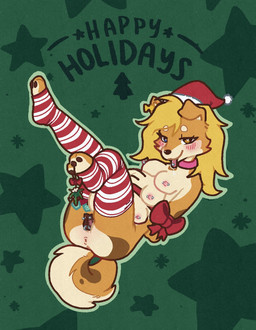 animal_genitalia animal_vulva anthro asymmetrical_hair bdsm belly big_belly blonde_hair blush bondage bound breasts canine_genitalia canine_vulva christmas_clothing christmas_headwear christmas_legwear christmas_stocking clothing collar condom condom_decoration curled_tail ear_piercing ear_tag female fur furgonomics furry-specific_piercing genital_piercing genitals gift_wrapped graded_belly guiche_piercing hair hat headgear headwear heart_eyes heart_symbol heterochromia holidays legwear mistletoe mistletoe_on_feet mona_alua_atrishi mottled mottled_body mottled_fur mottled_genitalia mottled_vulva multi_breast multi_nipple nipple_piercing nipples piercing plant pregnant pregnant_anthro pregnant_female ribbon_bondage ribbons santa_hat sexual_barrier_device solo stockings tail tongue tongue_piercing vulva vulva_piercing womb_tattoo conditional_dnp viotailed christmas lau_miha_petit_(x45boy) bird_dog canid canine canis cocker_spaniel domestic_dog hunting_dog mammal mixed_breed shiba_inu spaniel spitz hi_res