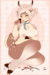 anthro breasts curvy_figure ear_piercing eyewear female flower glasses hair hooves horn nipples nude piercing pink_hair plant ribbons ring slightly_chubby solo thick_thighs voluptuous sinfulwhispers15 deer mammal absurd_res digital_media_(artwork) hi_res shaded