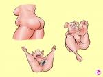 2_toes 4:3 anthro bubble_butt butt domestic_pig feet female hands_behind_head hi_res illumination_entertainment lazerzoid_(artist) mammal mature_anthro mature_female nude rosita_(sing) simple_background sing_(movie) soles solo suid suina sus_(pig) toes tongue tongue_out yellow_background