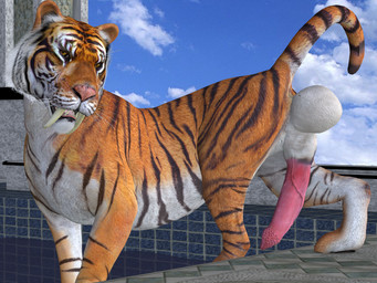 animal_genitalia balls big_balls big_penis erection fangs feral fur genitals huge_balls looking_at_viewer male orange_body orange_eyes orange_fur penis pose realistic_feral sabertooth_(anatomy) solo swimming_pool teeth water white_body white_fur tapiko felid mammal pantherine tiger 3d_(artwork) 4:3 archived_source digital_media_(artwork)