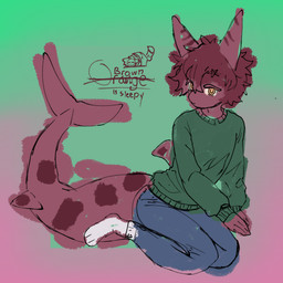 anthro blue_bottomwear blue_clothing blue_jeans blue_pants bottomwear clothing denim denim_bottomwear denim_clothing dorsal_fin fin footwear green_clothing green_shirt green_topwear hair jeans male markings pants red_body red_hair red_scales scales shirt sitting slim socks solo spots spotted_markings topwear yellow_eyes orangecan taranaeus aquatic fish requiem_shark shark tiger_shark 1:1 absurd_res hi_res