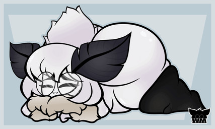 antennae_(anatomy) anthro belly big_butt bubble_butt butt butt_jiggle clothing eyewear femboy glasses head_in_hands huge_butt huge_thighs jiggling legwear lying male on_front resting_on_belly round_glasses shortstack shortstack_male sleeping slightly_chubby slightly_chubby_male solo thick_thighs thigh_highs tired wobbling willowmoff willow_(willowmoff) arthropod insect lepidopteran moth 2_frame_animation 5:3 animated hi_res