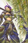 anthro bamboo bamboo_tree blindfold detailed_background female forest low-angle_view melee_weapon nature outside plant samurai solo sword tail tree warrior weapon wood worm's-eye_view carnival_(artist) carnival_(character) scalie