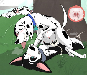 age_difference animal_genitalia animal_penis animal_vulva blush blush_lines bodily_fluids canine_genitalia canine_penis canine_vulva cervical_penetration cum cum_drip cum_in_uterus cum_in_vagina cum_inflation cum_inside cum_overflow dripping ejaculation erection female feral feral_on_feral genital_fluids genitals group hiding inflation looking_pleasured male male/female orgasm orgasm_face penetration penis uterus vulva young missingperson 101_dalmatian_street 101_dalmatians disney delilah_(101_dalmatians) dolly_(101_dalmatians) dylan_(101_dalmatians) hansel_(101_dalmatians) canid canine canis dalmatian domestic_dog husky mammal nordic_sled_dog spitz