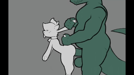 abdominal_bulge anthro balls bell bell_collar big_balls big_tail collar doggystyle duo ear_pull femboy from_behind_position genitals hooves horn lifted lifted_by_tail male male/male sex size_difference slightly_chubby tail tail_grab tongue tongue_out toothy_grin pseudokym sound_warning reimy_(pseudokym) bovid caprine goat mammal scalie 2025 animated digital_media_(artwork) hi_res short_playtime sound webm