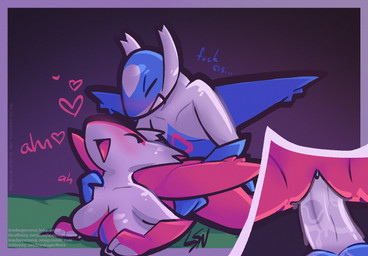 anthro balls bed blush breasts clenched_teeth doggystyle duo eyes_closed female from_behind_position furniture genitals heart_symbol low-angle_view male male/female moan penis sex slightly_chubby smile teeth text vulva wings lewd_supernova nintendo pokemon generation_3_pokemon latias latios legendary_pokemon pokemon_(species) hi_res brother_(lore) brother_and_sister_(lore) incest_(lore) sibling_(lore) sister_(lore)