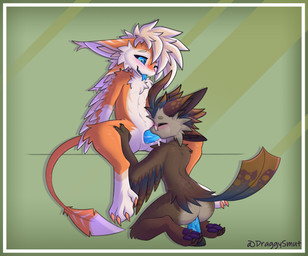 ahegao anal anal_penetration animal_genitalia anthro anthro_on_anthro anthro_penetrated anthro_penetrating anthro_penetrating_anthro biped blep blush bodily_fluids brown_body brown_fur butt claws dildo dildo_in_ass dildo_insertion dildo_sitting duo erection eyes_closed eyewear fellatio forked_tongue fur genital_slit genitals glasses kneeling leg_grab looking_pleasured male male/male male_penetrated male_penetrating male_penetrating_male nude object_in_ass oral orange_body orange_fur pawpads paws penetration penile penis saliva sex sex_toy sex_toy_in_ass sex_toy_insertion simple_background sitting slim spread_legs spreading tail tan_body tan_fur tapering_penis tongue tongue_out white_body white_fur draggyavali draggy_(draggysmut) avali digital_drawing_(artwork) digital_media_(artwork) hi_res signature