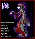 2000s_theme 2024 alternative_fashion anthro beaded_chain beads beard biped border bottomwear braille_(morguepimp) canid canine canis character_name clothed clothing domestic_dog dreadlocks english_text eyewear facial_hair feet fur glamfur goth hair ice_cube_(rapper) korn lyrics male mall_goth mammal markings morguepimp outline pants paws purple_outline red_border red_hair solo standing sunglasses tail text topless y2k_(graphic_design)