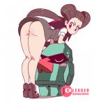 2017 2d_animation ambiguous_gender animated butt clothed clothing digital_media_(artwork) diives dress duo elemental_creature female frame_by_frame generation_3_pokemon genitals gym_leader hair human human_focus looking_back mammal mineral_fauna nintendo no_underwear nosepass not_furry pokemon pokemon_(species) presenting presenting_hindquarters pussy red_eyes rock rock_creature roxanne_(pokemon) shaking_butt short_playtime simple_background solo_focus white_background
