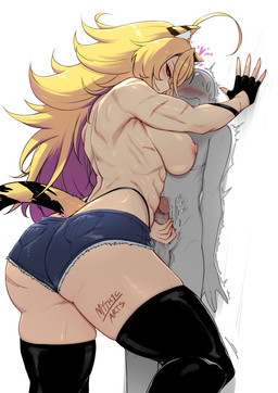 5_fingers abs ahoge arm_scar athletic athletic_female athletic_humanoid black_clothing black_fingerless_gloves black_gloves black_handwear black_legwear black_thigh_highs blonde_hair blush bodily_fluids bottomwear butt butt_scar chest_scar clothed clothing duo female fingerless_gloves fingers g-string genitals gloves hair handjob handwear heart_symbol hearts_around_head hotpants kabedon legwear long_hair male markings onomatopoeia penile penis scar sex shaking shorts smile sound_effects squish striped_markings striped_tail stripes sweat tail tail_markings text thigh_highs thigh_squish topless topless_female topless_humanoid trembling underwear myth1carts vtuber anon tala_tora animal_humanoid felid felid_humanoid humanoid mammal mammal_humanoid pantherine pantherine_humanoid tiger_humanoid 2024 hi_res signature