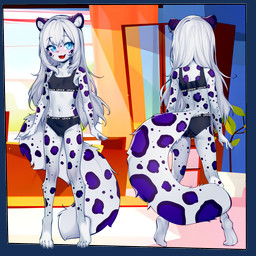 anthro biped black_bra black_clothing black_panties black_underwear blue_eyes blush bra breasts butt camel_toe clothed clothing eyelashes feet female fingers flat_chested front_view fur grey_body hair loli looking_at_viewer markings navel nipple_outline open_mouth panties pupils purple_spots rear_view smile solo spots spotted_body spotted_fur standing tail teeth thick_thighs toes training_bra underwear underwear_only white_body white_hair young young_anthro young_female ai_assisted ai_generated_background sicmop felid mammal pantherine snow_leopard 1:1 alpha_channel digital_media_(artwork) hi_res