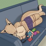 anthro clothing earbuds electronics eyeless female fur furniture headphones lying minidisc minidisc_player on_side simple_background sofa solo tan_body tan_fur underwear tsunderdog echo_(tamun) aurunin 1:1 digital_media_(artwork) hi_res inkscape_(artwork)