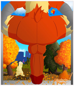 anthro aroused autumn_leaves backsack balls bench big_balls big_breasts big_butt big_penis blue_sky blush blush_lines border breasts butt cloud covering covering_mouth duo exercise exhibitionism falling_leaves flaccid genitals gynomorph hands_on_legs hands_on_thighs heart_reaction heart_symbol huge_penis humanoid_genitalia humanoid_penis intersex love male outside park penis plant public public_nudity shrub sky stretching surprised thick_penis thick_thighs tree white_border lewdnote_studio nintendo pokemon juniper_(potoobrigham) blaziken generation_2_pokemon generation_3_pokemon pokemon_(species) typhlosion hi_res