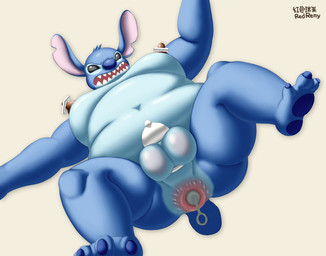 anal_beads anthro anthrofied blue_body chastity_cage chastity_device male navel nipple_piercing nipple_ring nipples nude overweight piercing ring_piercing sex_toy simple_background solo redremy7 disney lilo_and_stitch stitch_(lilo_and_stitch) alien experiment_(lilo_and_stitch) hi_res