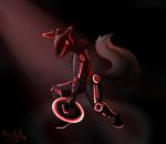 anthro female femme_fatale fighting_pose glowing identity_disc pose solo ramie0cat tron the_sake_ninja canid canine fox mammal 2014 dated