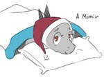 anthro back_spikes bed bed_covers bedding clothing female furniture hat headgear headwear lidded_eyes looking_at_viewer night_cap nightcap on_bed pillow red_eyes simple_background smile snout solo spikes spikes_(anatomy) text under_covers orange_bongo cavemanon_studios snoot_game erin_(snoot_game) dinosaur prehistoric_species reptile scalie colored