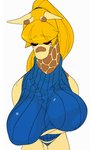 anthro big_breasts blush breasts clothing female hair huge_breasts kemono ribbed_clothing ribbed_sweater solo sweater topwear virgin_killer_sweater quququl meme_clothing giraffe giraffid mammal hi_res meme