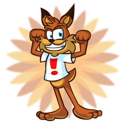 3_toes 4_fingers anthro arms_bent black_ear_tips black_nose blue_eyes bottomless bottomless_anthro bottomless_male cheek_tuft clothed clothed_anthro clothed_male clothing dipstick_ears ear_markings exclamation_point facial_tuft fangs featureless_crotch feet fingers fist floral_background flower fur lidded_eyes male male_anthro markings multicolored_body multicolored_ears multicolored_fur orange_body orange_fur plant pose raised_hands shirt solo standing tail tan_body tan_fur tan_inner_ear tan_tail teeth toes toothy_smile topwear tuft two_tone_body two_tone_fur two_tone_tail white_clothing white_shirt white_topwear crispytoastyt bubsy_(series) bubsy_bobcat bobcat felid feline lynx mammal 1:1 2018 cel_shading colored digital_drawing_(artwork) digital_media_(artwork) english_description full-length_portrait portrait shaded