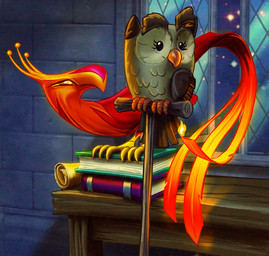 book brown_body brown_feathers detailed_background duo feathered_wings feathers female furniture male night red_body red_feathers scroll star table window wings yellow_eyes harwick european_mythology friendship_is_magic greek_mythology hasbro my_little_pony mythology owlowiscious_(mlp) philomena_(mlp) avian bird mythological_avian mythological_bird mythological_creature mythological_firebird owl phoenix 2013 hi_res