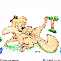 3_toes animal_genitalia animal_vulva anus blue_eyes brown_body brown_fur canine_genitalia canine_vulva claws collar duo feet female feral fur genitals grabbing_pussy grass looking_at_another lying on_back open_mouth open_smile patreon_logo patreon_username pawpads paws pink_pawpads pink_vulva plant smile smiling_at_another smiling_at_partner spread_legs spread_vulva spreading text toes tree vulva yordraw disney oliver_and_company patreon the_fox_and_the_hound the_fox_and_the_hound_2 dixie_(tfath) velva_(oliver_and_company) canid canine canis domestic_dog mammal 1:1 hi_res url