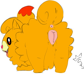 animal_genitalia animal_vulva anus canine_genitalia canine_teeth canine_vulva curled_tail female feral fluffy fluffy_tail fur genitals looking_at_viewer looking_back looking_back_at_viewer open_mouth orange_body orange_ears orange_fur pink_anus pink_vulva pointy_ears presenting presenting_anus presenting_vulva prick_ears red_body red_fur red_nose solo tail tongue tongue_out vulva squigglydraws game_freak nintendo pokemon pokemon_winds_and_waves generation_10_pokemon pokemon_(species) pombon 2026 absurd_res hi_res