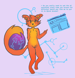 anthro breasts cyberspace female internet nude_anthro small_breasts solo text web_browser woodhouse3d firefox mozilla kit_(mozilla_firefox) canid canine digital_creature fox mammal english_text hi_res