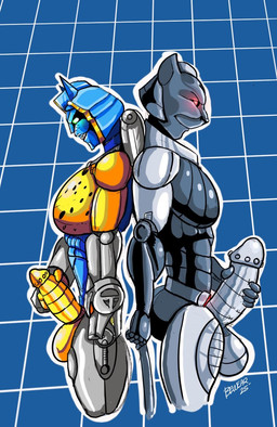 anthro back_to_back balls big_penis bubble_butt butt duo fangs genitals green_eyes holding_penis machine male male/male markings masturbation muscular muscular_male pecs penis red_eyes spots spotted_body teeth thick_thighs wolfgangcake hasbro takara_tomy transformers transformers:_beast_wars cheetor ravage cheetah cybertronian felid feline mammal pantherine robot hi_res