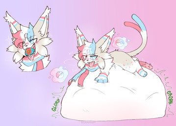 belly belly_squish big_belly bodily_fluids breath digestion_noises feral forked_tail fur genital_fluids genitals heterochromia huge_belly levitating_object lure_ball lying male mass_vore nest_ball object_vore on_front panting penile_spines penis pokeball pokeball_vore precum psychic_powers repeat_ball rumbling_stomach scarf solo squish tail tan_body tan_fur tongue tongue_out unusual_anatomy unusual_tail vore transtorracat nintendo pokemon aquafresh_(sylve0n) eeveelution espeon generation_2_pokemon pokemon_(species) 2025 colored_sketch hi_res sketch