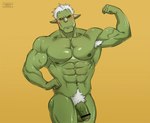 abs armpit_hair balls body_hair genitals green_body green_skin hair humanoid_genitalia humanoid_penis humanoid_pointy_ears male muscular muscular_humanoid muscular_male nipples pecs penis pubes solo vein veiny_muscles veiny_penis white_hair cerberus_arts that_time_i_got_reincarnated_as_a_slime rigurd_(that_time_i_got_reincarnated_as_a_slime) goblin humanoid censored