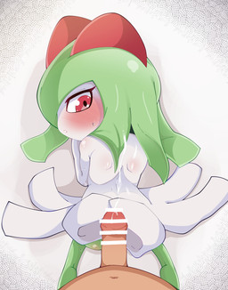 blush bodily_fluids censor_bar cum cum_on_back duo erection female female_on_human first_person_view genital_fluids genitals green_body human_pov ineffective_censorship interspecies looking_back male male/female male_pov navel not_furry penile penis pokephilia rear_view red_eyes tan_body thin_calves unsigned white_body himimi nintendo pokemon generation_3_pokemon human humanoid kirlia mammal pokemon_(species) censored hi_res
