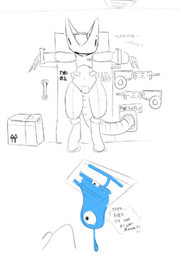 ambiguous_gender armor blue_goo blue_slime box container dialogue duo gun machine ranged_weapon slime text weapon boxwater rits_(boxwater) tyrant_(boxwater) android goo_creature robot 2025 comic digital_drawing_(artwork) digital_media_(artwork) english_text monochrome sketch