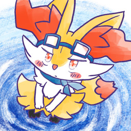 ambiguous_anthro ambiguous_gender anthro biped blush blush_stickers dipstick_tail eyewear eyewear_on_head front_view goggles goggles_on_head high-angle_view looking_at_viewer looking_up looking_up_at_viewer markings mouth_closed scarf simple_background solo standing tail tail_markings annyui0611 nintendo pokemon braixen canid generation_6_pokemon mammal pokemon_(species) 1:1 2024 digital_drawing_(artwork) digital_media_(artwork) hi_res japanese_description translated_description
