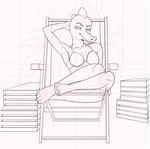 2024 5_toes anthro bea_santello beach_chair bent_arm bent_legs bra breasts chair closed_smile clothing collarbone crate crocodile crocodilian digital_media_(artwork) dudles eyelashes feet female full-length_portrait furniture half-closed_eyes hand_behind_head humanoid_feet line_art looking_at_viewer mouth_closed nails narrowed_eyes night_in_the_woods palm_tree plant plantigrade portrait reptile scales scalie scutes sitting smile smiling_at_viewer solo studio toenails toes tree underwear unfinished white_body white_bra white_clothing white_scales white_underwear