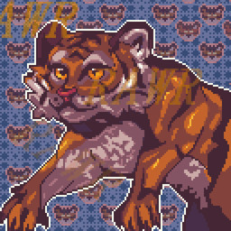 ambiguous_gender ferocious fur orange_body orange_eyes orange_fur pixelated solo nightowl0090 felid mammal pantherine tiger 1:1 animated detailed digital_media_(artwork) hi_res pixel_(artwork)