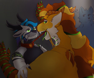 alley anthro anthro_pred anthro_prey blush bystander claws collar dominant duo exhibitionism eye_contact fluffy fur glowing glowing_eyes hair horn imminent_oral_vore imminent_vore larger_pred leash leash_in_mouth leash_pull leashed-in_vore leashed_anthro looking_at_another male male/male male_anthro male_pred male_prey mane object_in_mouth open_mouth outside pinned pinned_to_wall public red_collar red_leash size_difference smile smirk submissive swallowing teeth tongue tongue_out tuft vore whiskers choccey_milk mythology citrine lakota_(deemage) dragon eastern_dragon mythological_creature mythological_scalie scalie 6:5 absurd_res digital_media_(artwork) hi_res
