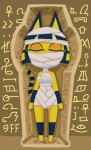 anthro breasts egyptian eyelashes eyes_closed featureless_feet featureless_hands feet female hieroglyphics mummified mummy_wrappings sarcophagus solo minus8 animal_crossing nintendo ankha_(animal_crossing) domestic_cat felid feline felis mammal mummy undead