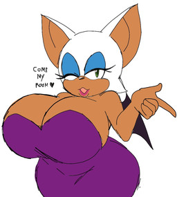 bedroom_eyes big_breasts breasts cleavage clothed clothing curvy_figure dress female huge_breasts looking_at_viewer makeup narrowed_eyes seductive momijizx sega sonic_the_hedgehog_(series) rouge_the_bat bat mammal hi_res