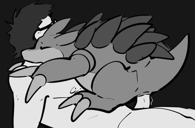 ambiguous_feral ambiguous_gender ambiguous_penetrated anal anal_penetration big_claws biped bodily_fluids claws duo eyes_closed feral genitals grey_background hair hug humanoid_genitalia humanoid_penis interspecies lying male male/ambiguous male_penetrating male_penetrating_ambiguous nipples nude on_back on_top penetration penile penile_penetration penis penis_in_ass pokephilia sex short_hair simple_background size_difference spikes spikes_(anatomy) fizzpop nintendo pokemon generation_1_pokemon human mammal pokemon_(species) sandslash 2026 hi_res monochrome