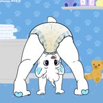 anthro blush bodily_fluids clothed clothing diaper genital_fluids male nerd plushie shy solo unclean_diaper urine used_diaper wearing_diaper wet_diaper wetting young young_anthro bunbundance noah_bear bear mammal polar_bear ursine 1:1 absurd_res hi_res